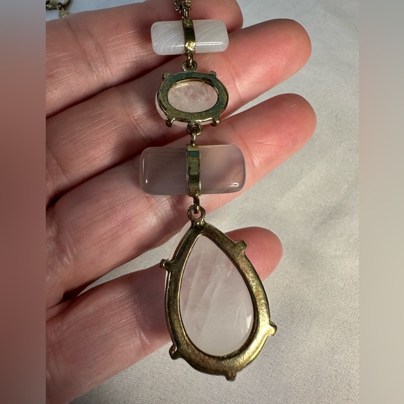 Long LOFT goldtone quartz crystal pendant necklace - Picture 5 of 6